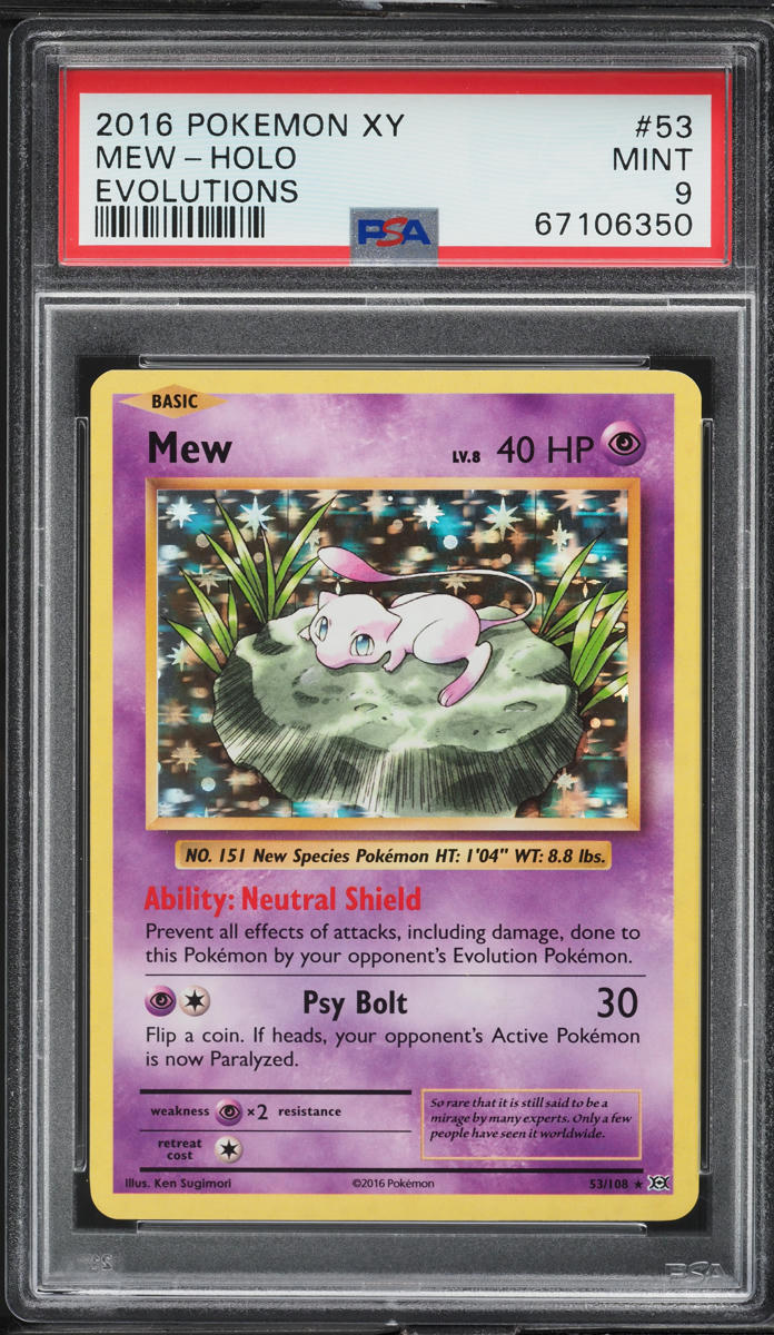 2016 Pokemon XY Evolutions Holo Mew #53 PSA 9 MINT