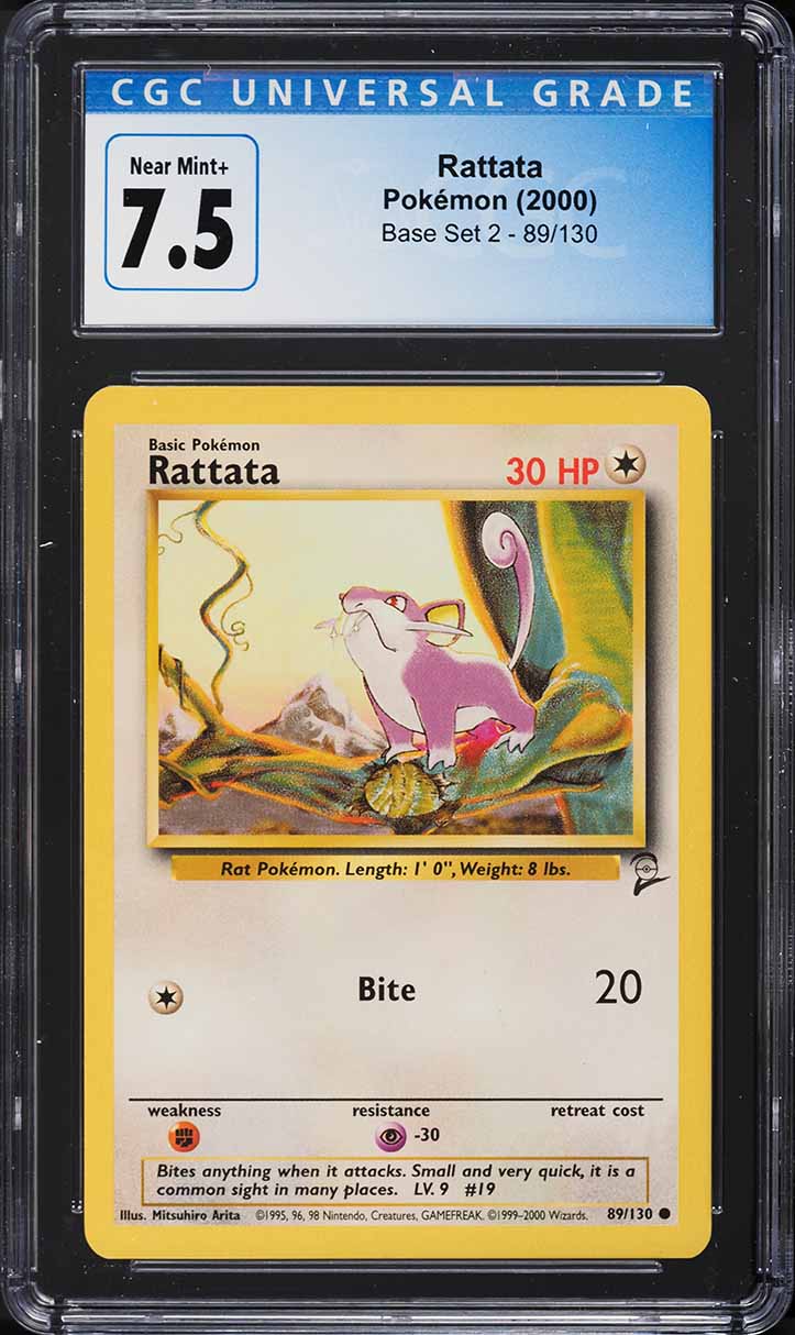 2000 Pokemon Base Set 2 Rattata #89 CGC 7.5 NRMT+