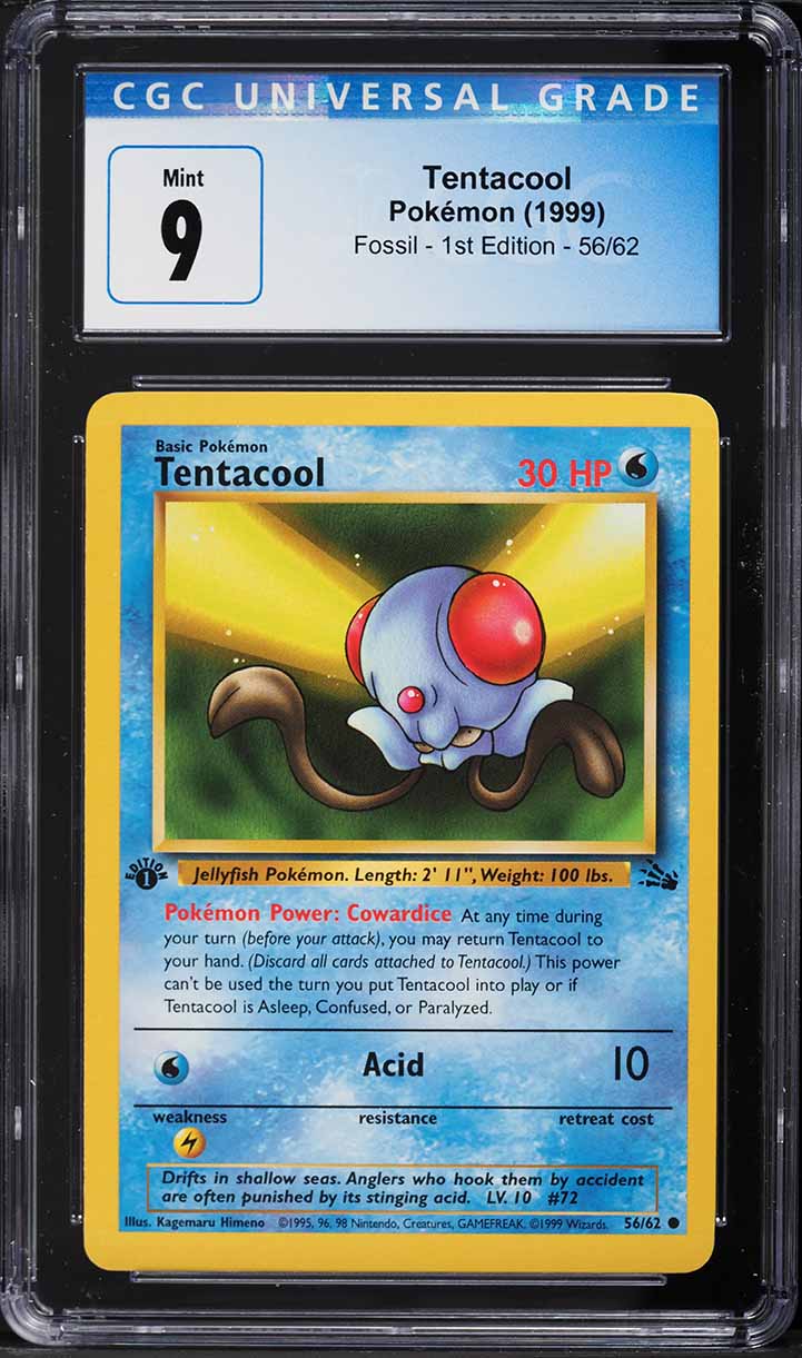 1999 Pokemon Fossil 1st Edition Tentacool #56 CGC 9 MINT