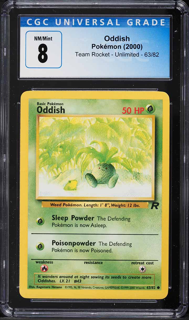 2000 Pokemon Team Rocket Oddish #63 CGC 8 NM-MT