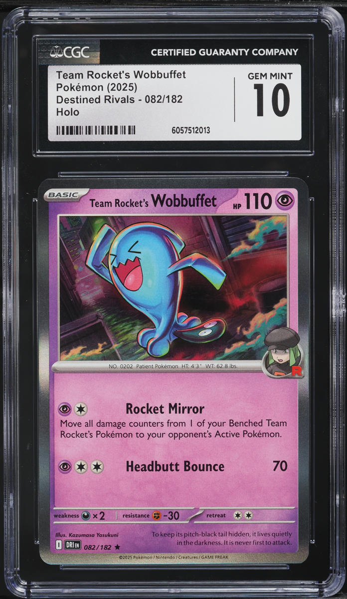 2025 Pokemon SV Destined Rivals Holo Team Rocket's Wobbuffet #82 CGC 10 GEM MINT