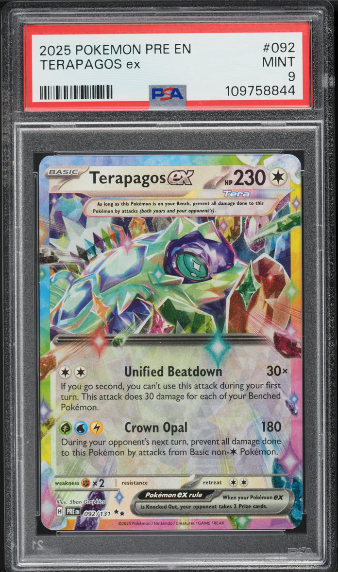 2025 Pokemon SV Prismatic Evolutions Holo Terapagos ex #92 PSA 9 MINT