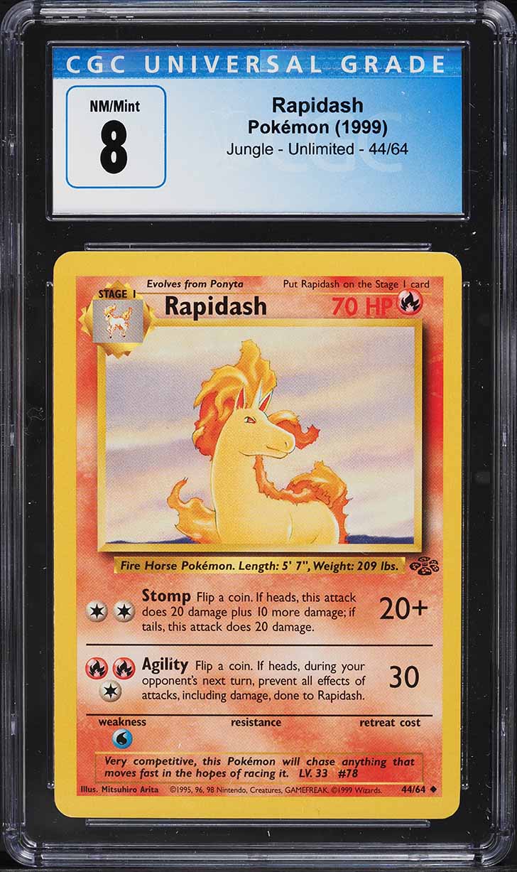 1999 Pokemon Jungle Rapidash #44 CGC 8 NM-MT