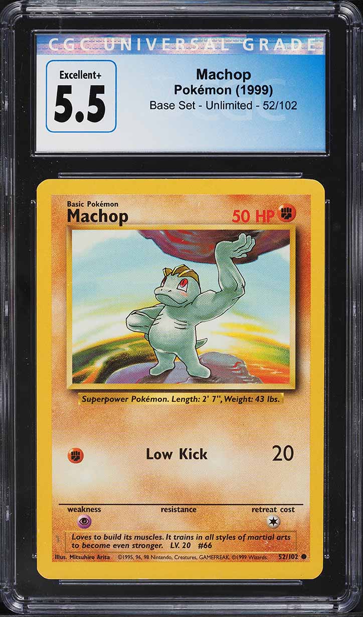 1999 Pokemon Base Set Machop #52 CGC 5.5 EX+