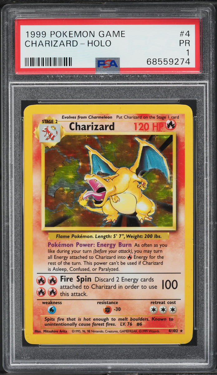 1999 Pokemon Base Set Holo Charizard #4 PSA 1 PR