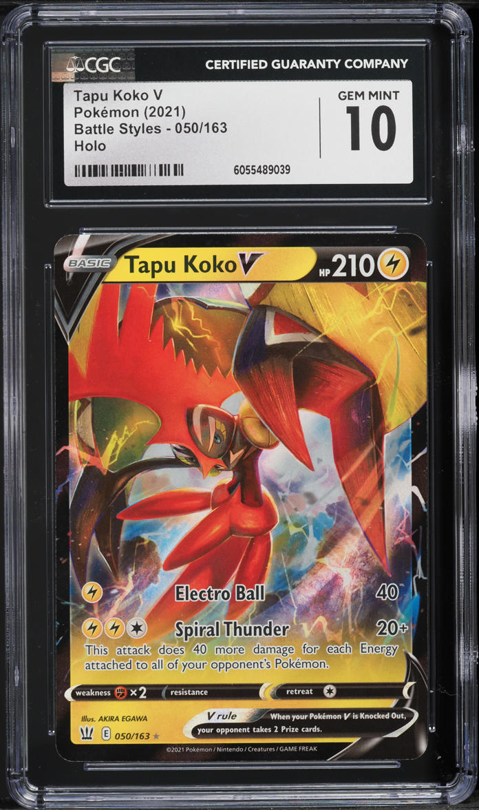 2021 Pokemon Sword & Shield Battle Styles Holo Tapu Koko V #50 CGC 10 GEM MINT