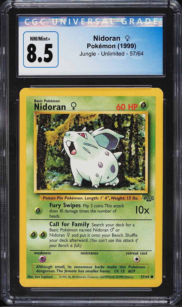 1999 Pokemon Jungle Nidoran #57 CGC 8.5 NM-MT+