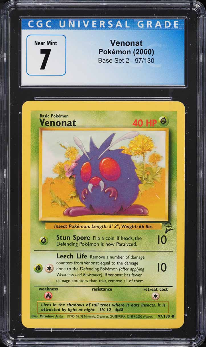 2000 Pokemon Base Set 2 Venonat #97 CGC 7 NRMT