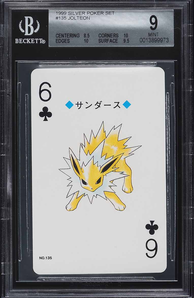 1999 Pokemon Silver Poker Set Nintendo Playing Card Jolteon #135 BGS 9 MINT