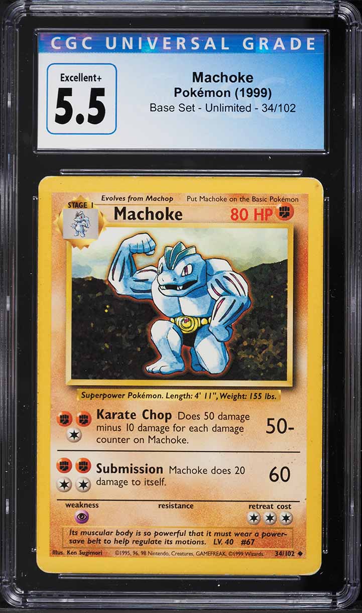 1999 Pokemon Base Set Machoke #34 CGC 5.5 EX+