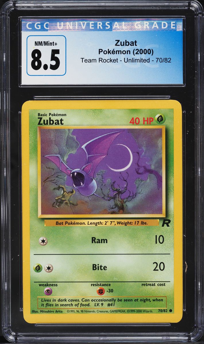 2000 Pokemon Team Rocket Zubat #70 CGC 8.5 NM-MT+