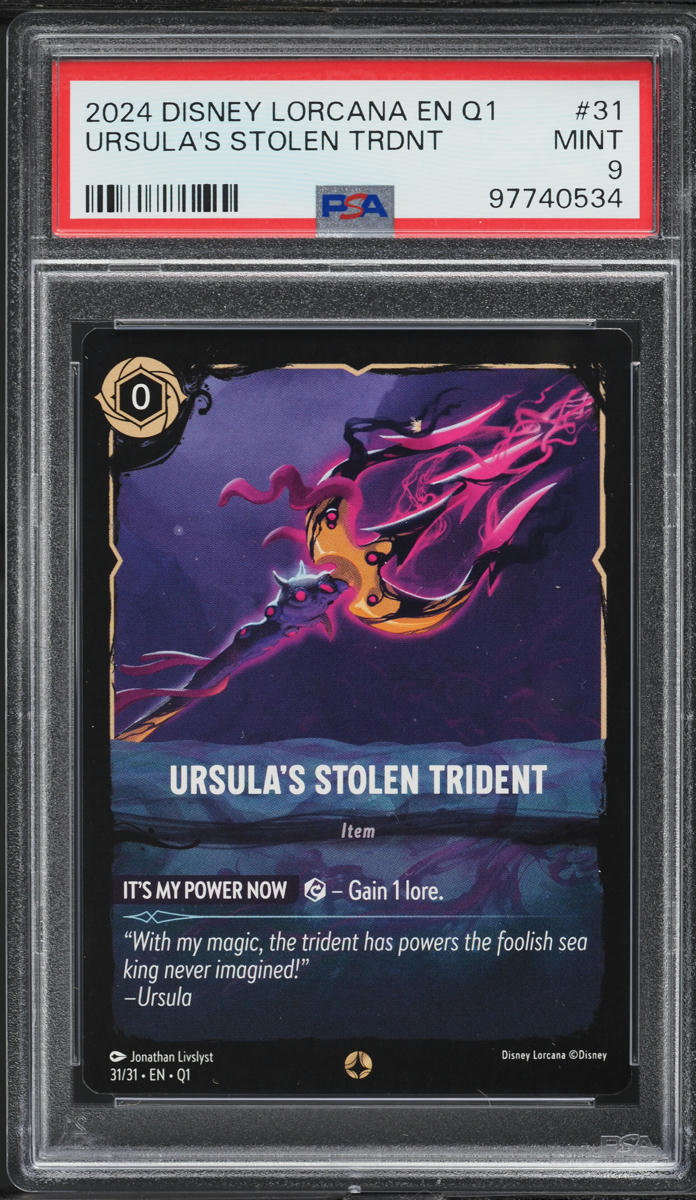 2024 Disney Lorcana Illuminers Quest Deep Trouble Ursula's Stolen Trident PSA 9