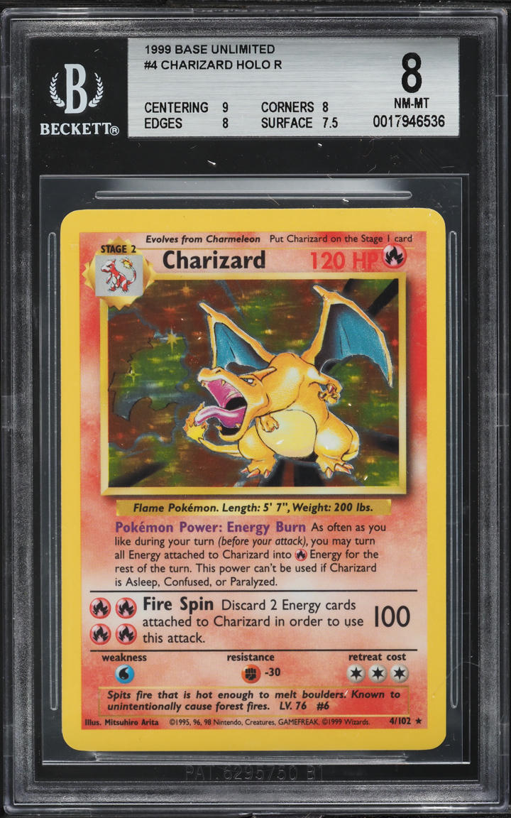 1999 Pokemon Base Set Holo Charizard #4 BGS 8 NM-MT