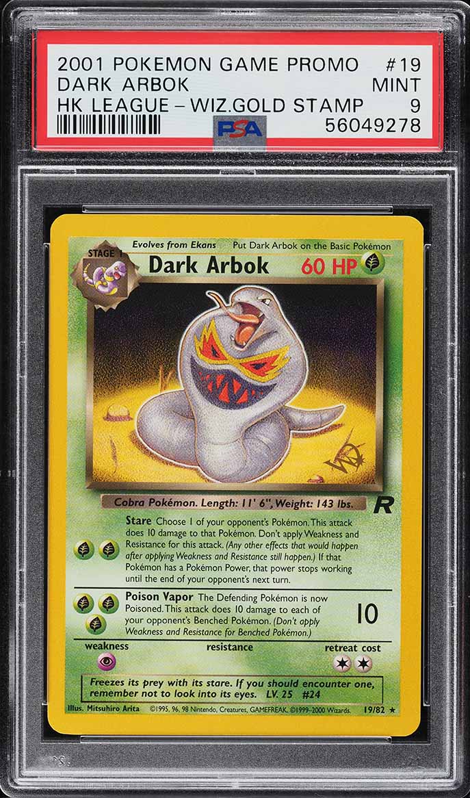 2001 Pokemon League Promo Wizard's Gold Stamp Dark Arbok #19 PSA 9 MINT