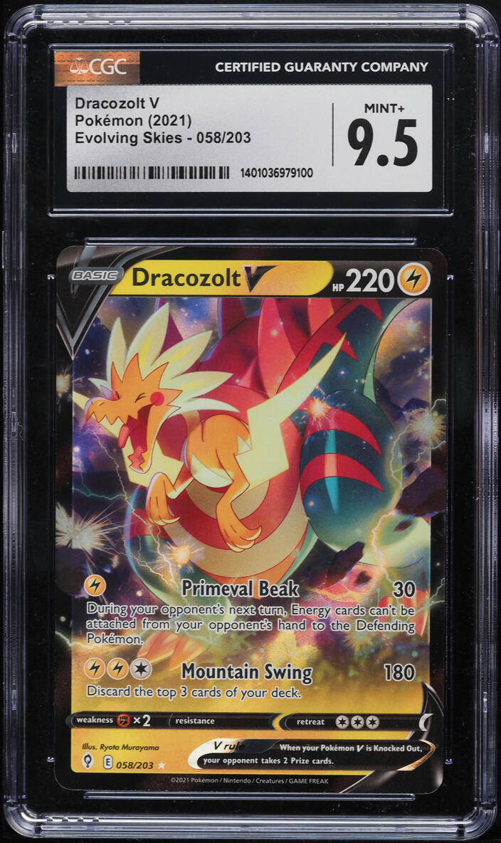 2021 Pokemon Sword & Shield Evolving Skies Dracozolt V #58 CGC 9.5 MINT+