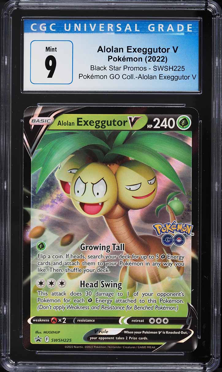 2022 Pokemon SWSH Black Star Promo Pokemon GO Alolan Exeggutor V #225 CGC 9 MINT