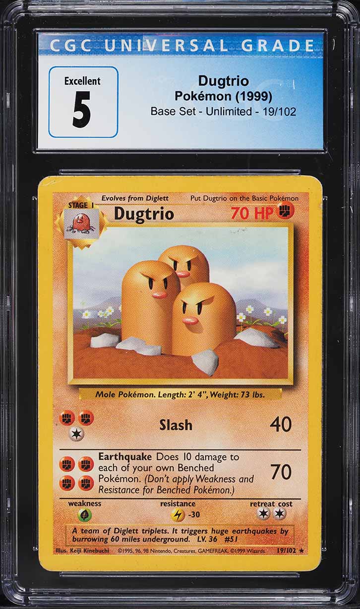 1999 Pokemon Base Set Dugtrio #19 CGC 5 EX