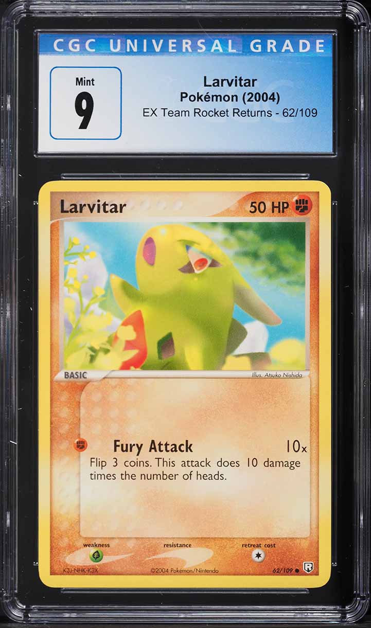 2004 Pokemon EX Team Rocket Returns Larvitar #62 CGC 9 MINT