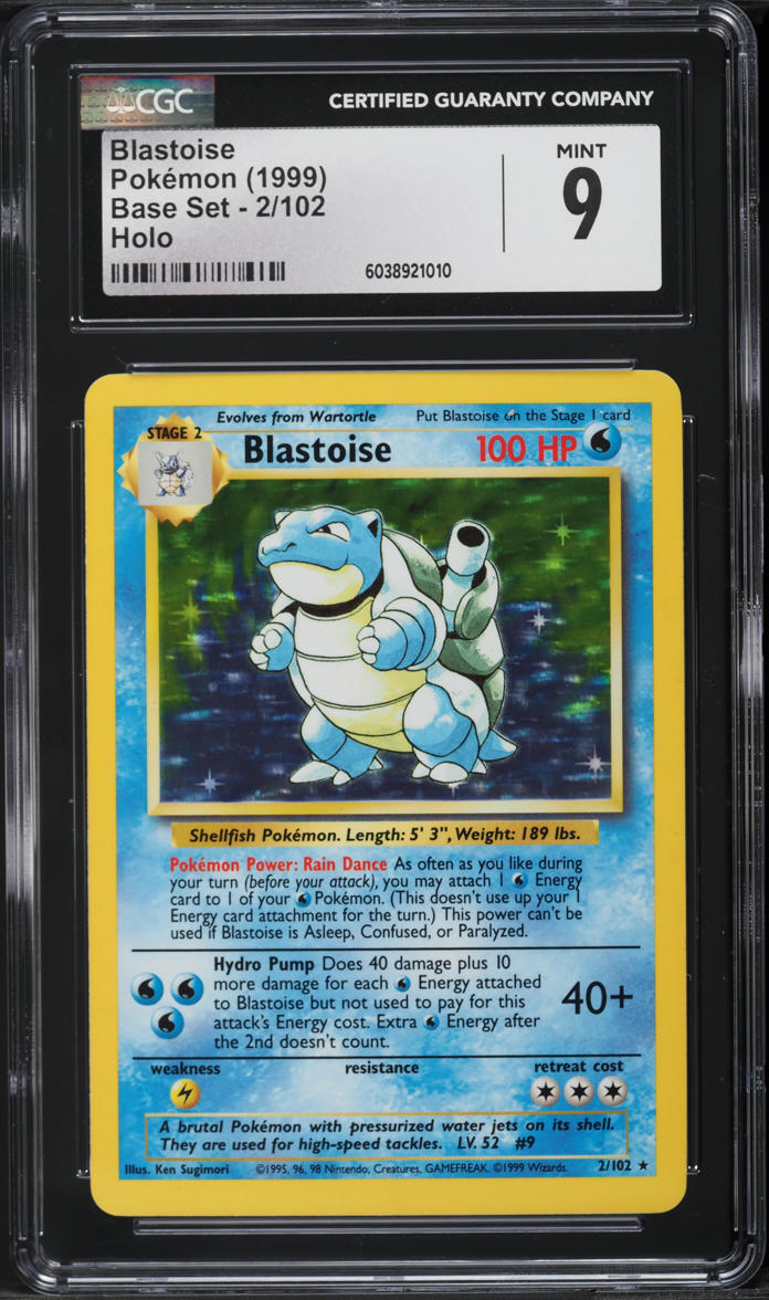 1999 Pokemon Base Set Holo Blastoise #2 CGC 9 MINT