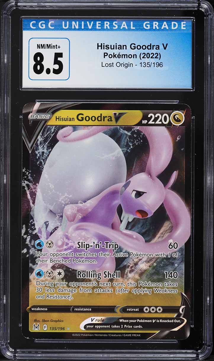 2022 Pokemon Sword & Shield Lost Origin Hisuian Goodra V #135 CGC 8.5 NM-MT+