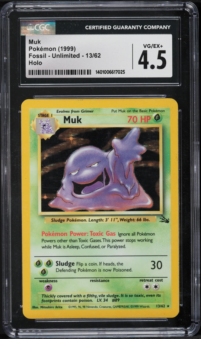 1999 Pokemon Fossil Holo Muk #13 CGC 4.5 VGEX+