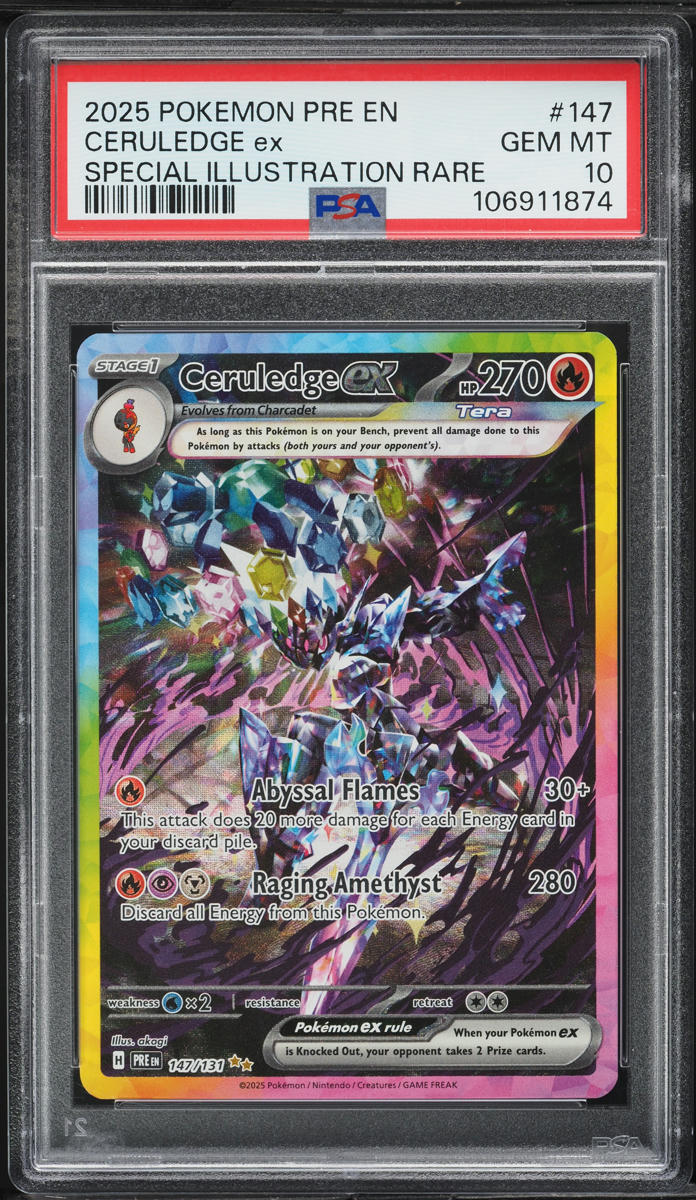 2025 Pokemon SV Prismatic Evolutions SIR Ceruledge ex #147 PSA 10 GEM MINT