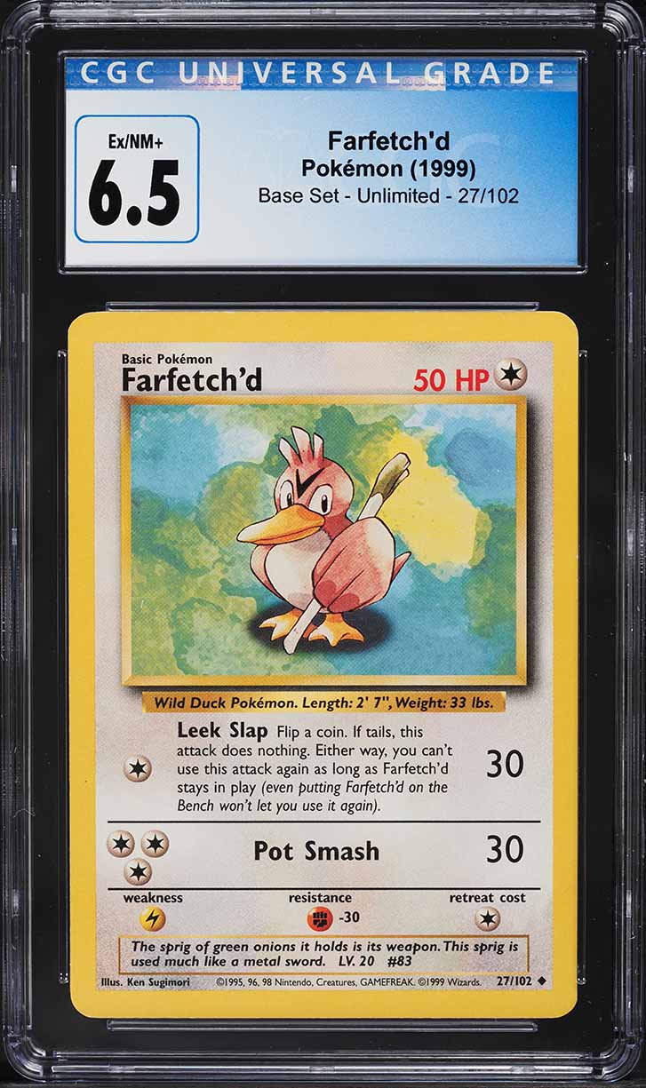 1999 Pokemon Base Set Farfetch'd #27 CGC 6.5 EXMT+