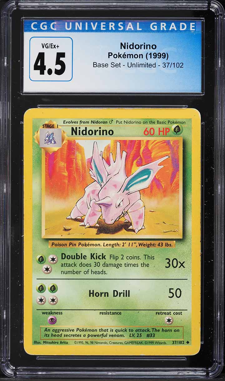 1999 Pokemon Base Set Nidorino #37 CGC 4.5 VGEX+