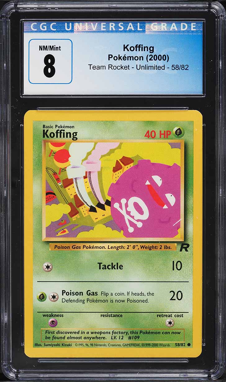 2000 Pokemon Team Rocket Koffing #58 CGC 8 NM-MT