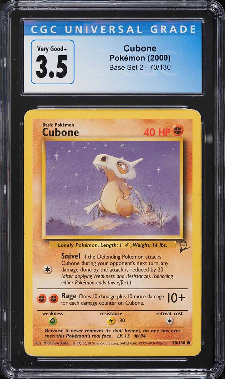 2000 Pokemon Base Set 2 Cubone #70 CGC 3.5 VG+