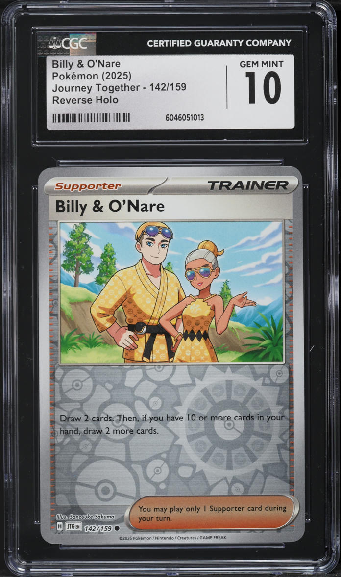 2025 Pokemon SV Journey Together Reverse Holo Billy & O'Nare #142 CGC 10 GEM