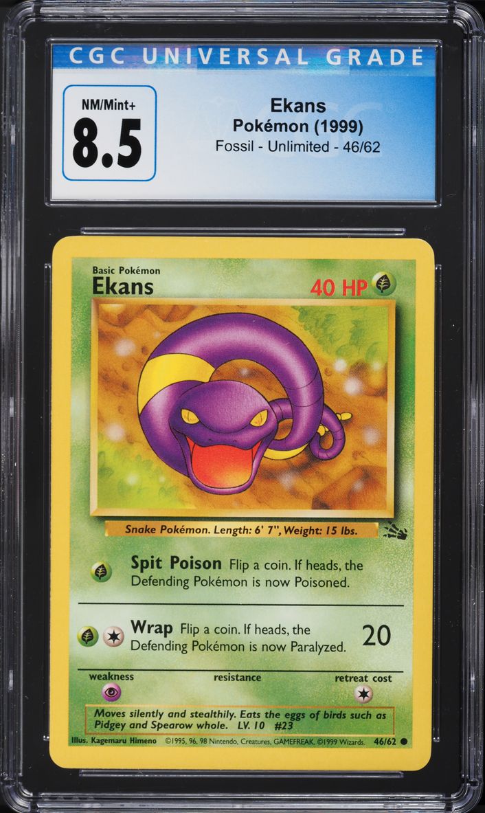 1999 Pokemon Fossil Ekans #46 CGC 8.5 NM-MT+