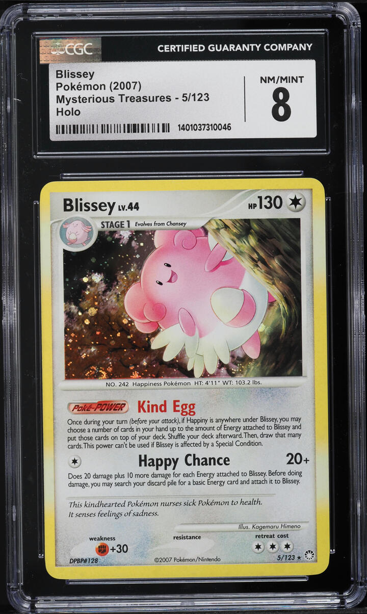 2007 Pokemon Diamond & Pearl Mysterious Treasures Holo Blissey #5 CGC 8 NM-MT