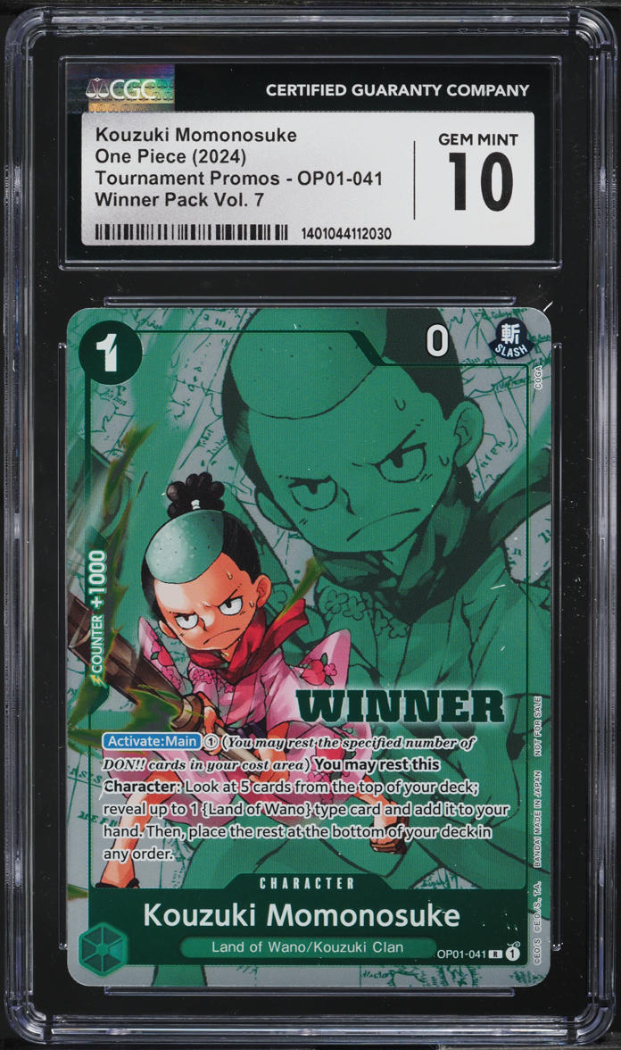 2024 One Piece Tournament Promo Winner Pack Vol 7 Kouzuki Momonosuke CGC 10 GEM