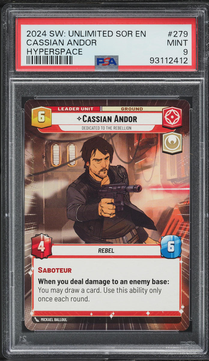 2024 Star Wars Unlimited Spark Of Rebellion Hyperspace Cassian Andor #279 PSA 9
