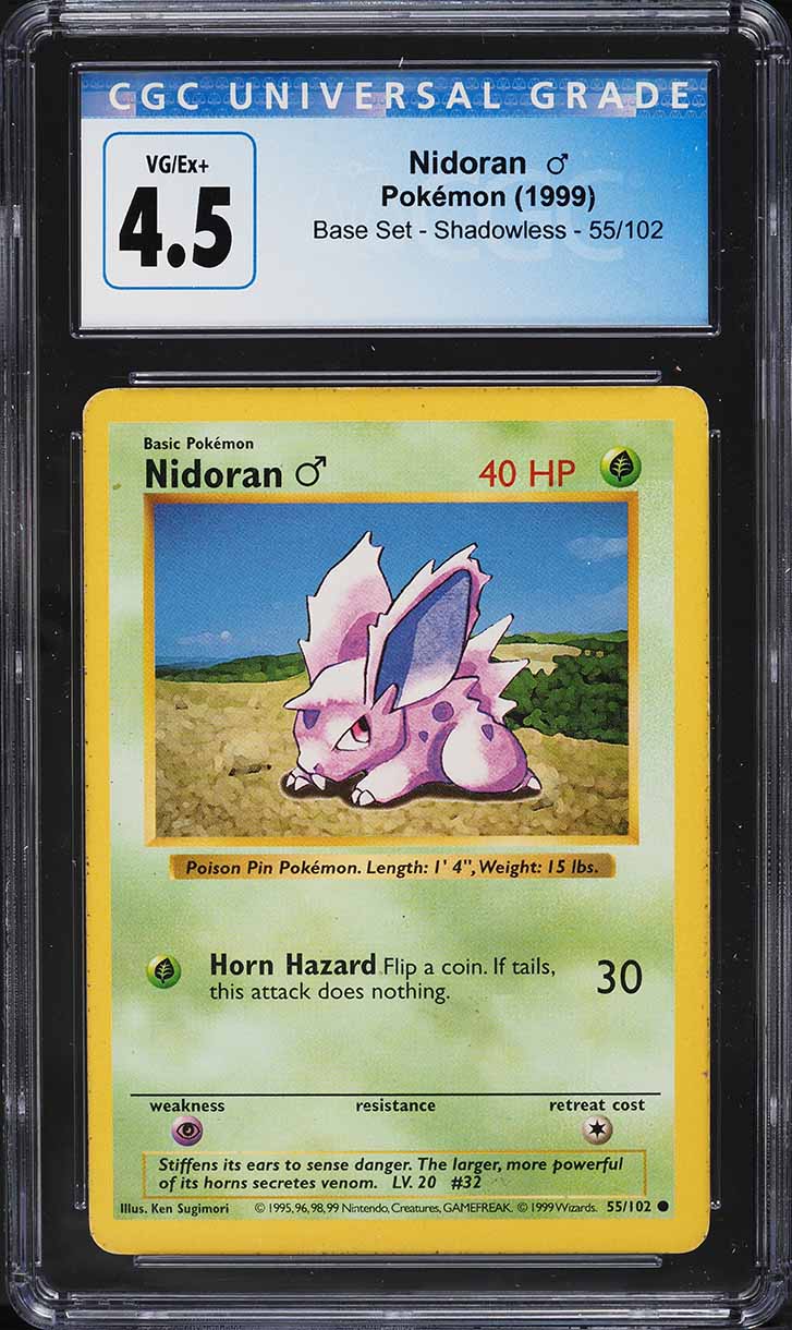 1999 Pokemon Base Set Shadowless Nidoran #55 CGC 4.5 VGEX+