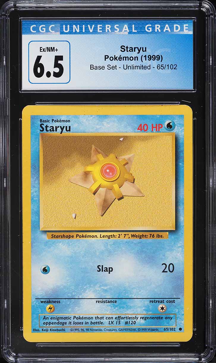 1999 Pokemon Base Set Unlimited Staryu #65 CGC 6.5 EXMT+