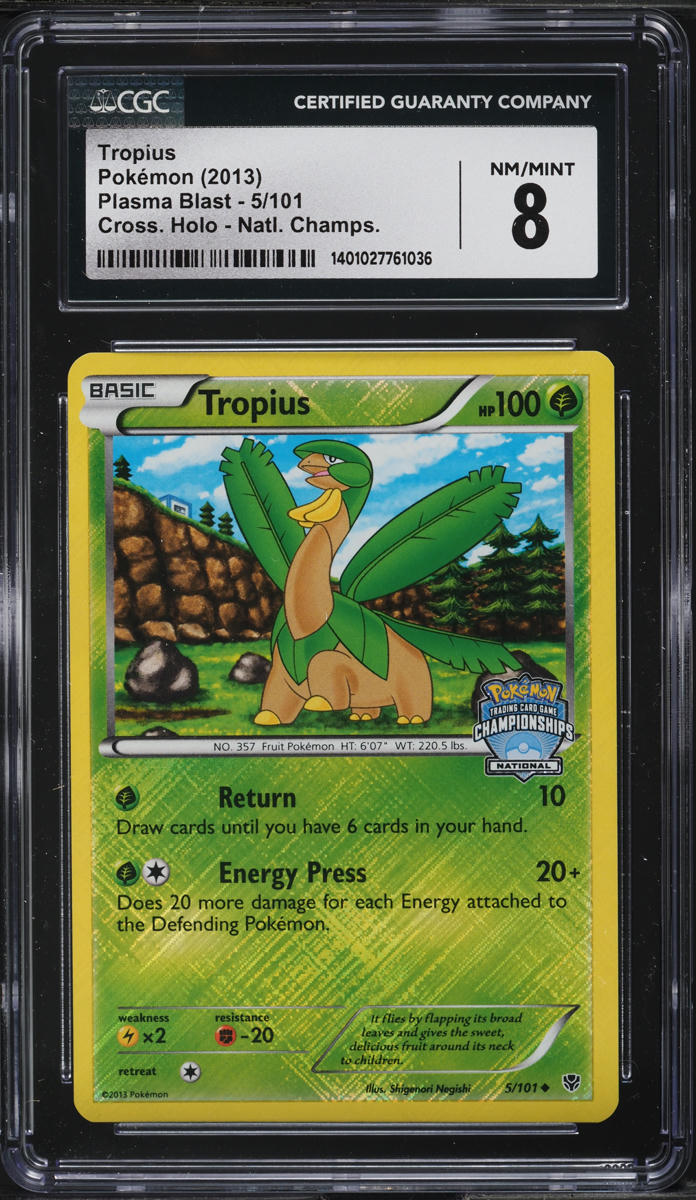 2013 Pokemon BW Plasma Blast National Championships Holo Tropius #5 CGC 8 NM-MT