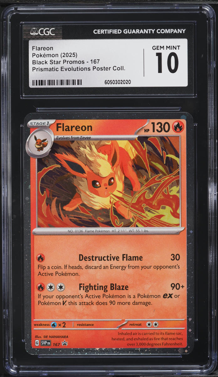 2025 Pokemon SV Black Star Promo Prismatic Evolution Flareon #167 CGC 10 GEM