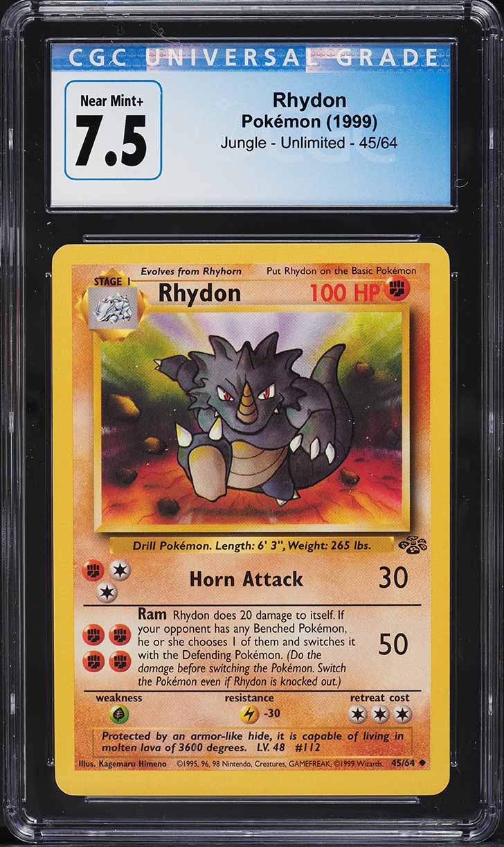 1999 Pokemon Jungle Rhydon #45 CGC 7.5 NRMT+