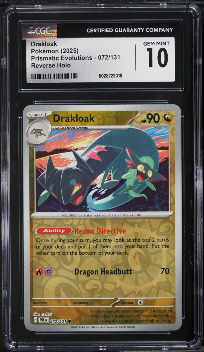 2025 Pokemon SV Prismatic Evolutions Reverse Holo Drakloak #72 CGC 10 GEM MINT