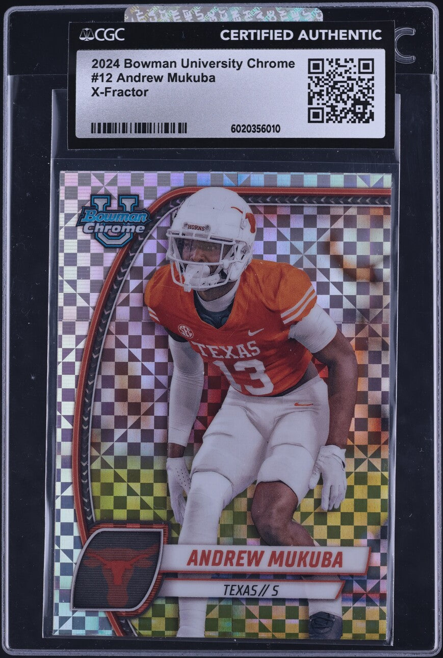 2024 Bowman University Chrome Xfractor Andrew Mukuba ROOKIE #12 CGC AUTH