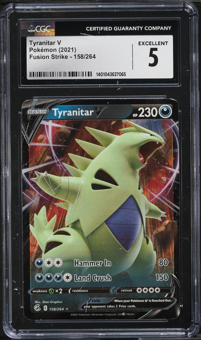 2021 Pokemon Sword & Shield Fusion Strike Full Art Tyranitar V #158 CGC 5 EX