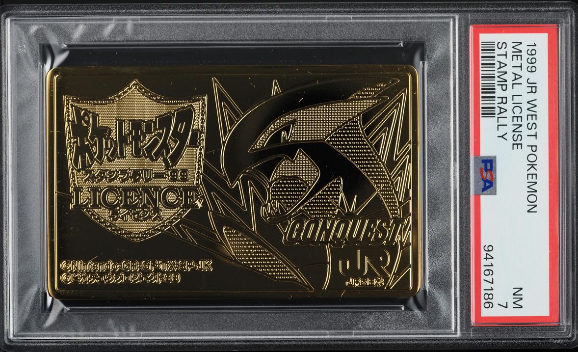 1999 Pokemon Japanese Jr West Stamp Rally Metal License PSA 7 NRMT