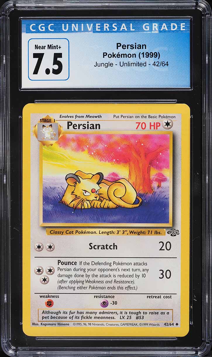 1999 Pokemon Jungle Persian #42 CGC 7.5 NRMT+