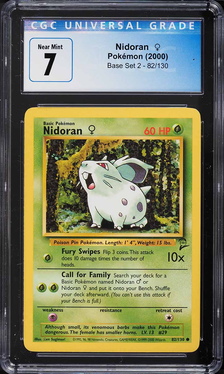 2000 Pokemon Base Set 2 Nidoran #82 CGC 7 NRMT