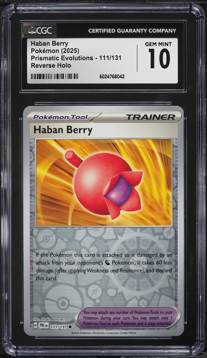 2025 Pokemon SV Prismatic Evolutions Reverse Holo Haban Berry #111 CGC 10 GEM