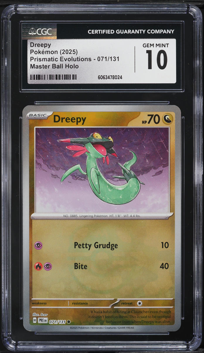 2025 Pokemon SV Prismatic Evolutions Master Ball Holo Dreepy #71 CGC 10 GEM MINT