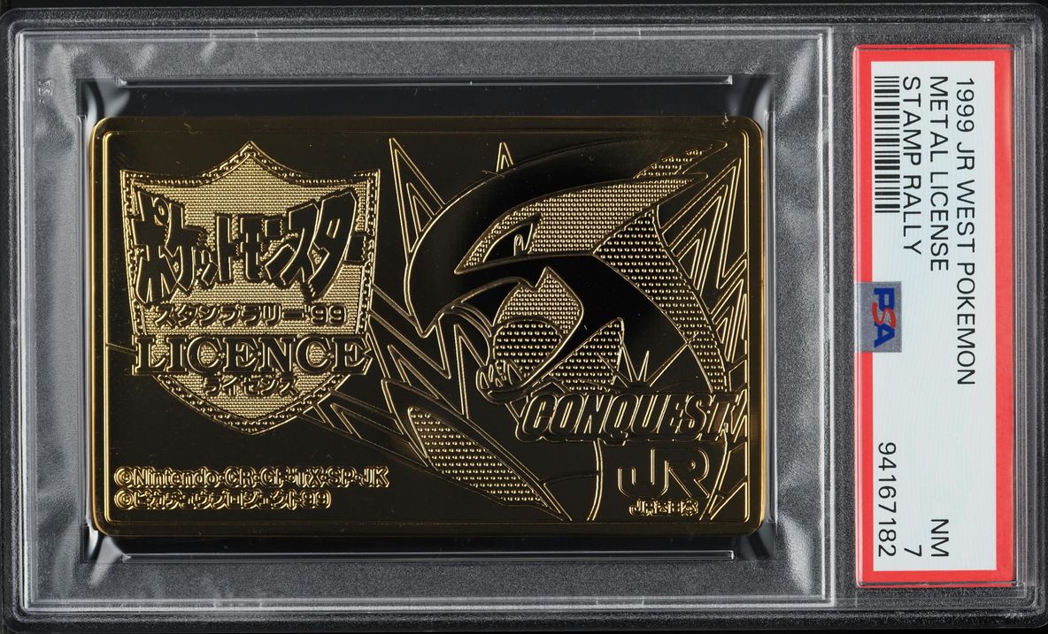 1999 Pokemon Japanese Jr West Stamp Rally Metal License PSA 7 NRMT