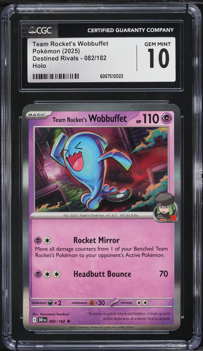 2025 Pokemon SV Destined Rivals Holo Team Rocket's Wobbuffet #82 CGC 10 GEM MINT